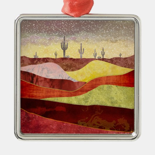 Woestijn Cacti Landschap Metalen Ornament (Voorkant)