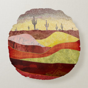Woestijn Cacti Landschap Rond Kussen
