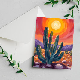 Woestijn Cacti Zonsondergang Natuur Landschap Schi