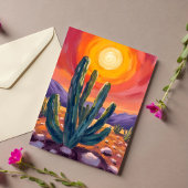 Woestijn Cacti Zonsondergang Natuur Landschap Schi