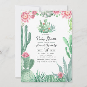 Woestijn Cactus Bloemige Baby Shower Kaart
