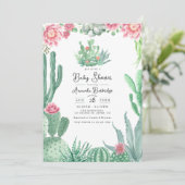Woestijn Cactus Bloemige Baby Shower Kaart (Staand voorkant)