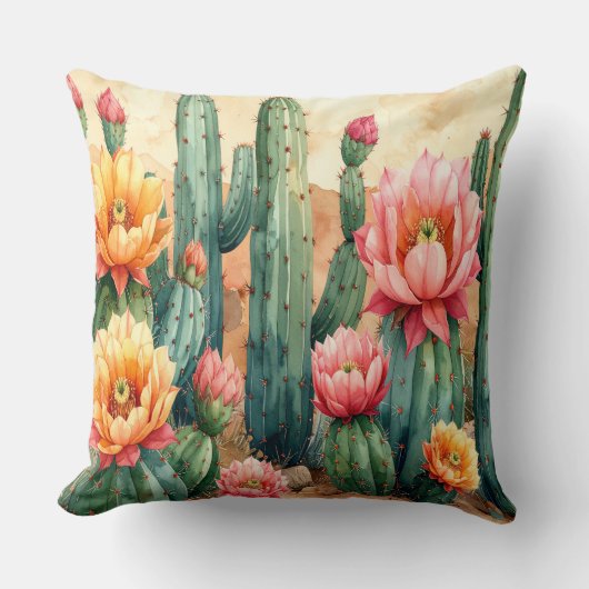 Woestijn Cactus Kussen - Boho Zuidwest decor Cushi (Voorkant)