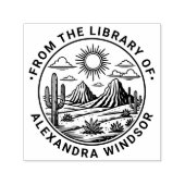 Woestijn Cactus Landschap #2 Bibliotheek Boeknaam Zelfinktende Stempel (Design)