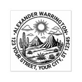 Woestijn Cactus Landschap #2 Naam Retouradres Zelfinktende Stempel (Design)