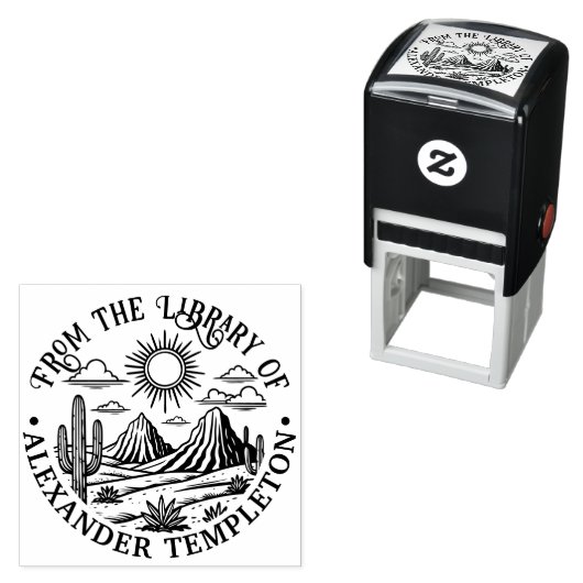 Woestijn Cactus Landschap #2P Bibliotheekboeknaam Zelfinktende Stempel (In situ)