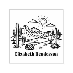 Woestijn Cactus Landschap #3S met optionele naam Zelfinktende Stempel