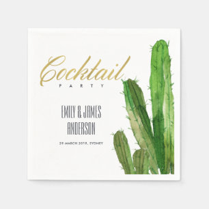 WOESTIJN CACTUS LOOF AQUAREL COCKTAILPARTY SERVET