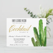 WOESTIJN CACTUS LOOF WATERVERF COCKTAILPARTY KAART (Staand voorkant)