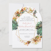 Woestijn Cactus Succulent Goud Geometrisch Kaart (Voorkant)