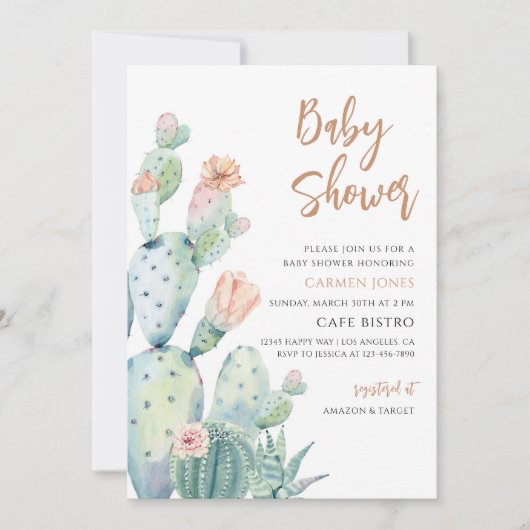 Woestijn Cactus Succulente Baby Shower Kaart (Voorkant)