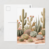 Woestijn Cactus Succulente Tuin Aquarel Briefkaart (Voorkant / Achterkant)