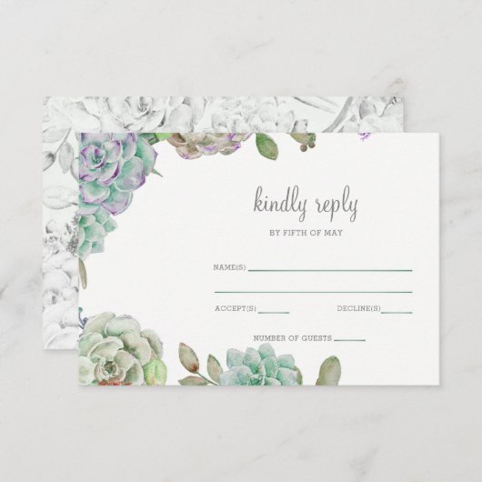 Woestijn Cactus Succulenten Bruiloft rsvp (Voorkant / Achterkant)