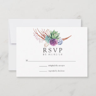 Woestijn Cactus Succulenten Bruiloft RSVP Kaartje