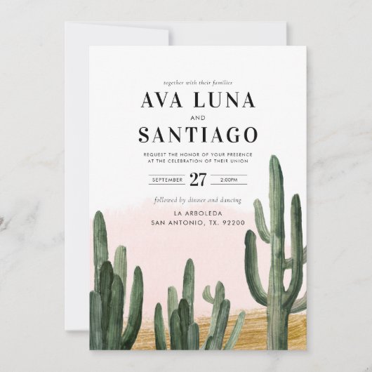 Woestijn Cactus Trouw Uitnodiging (Voorkant)