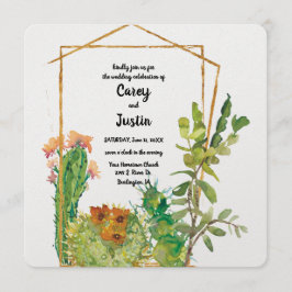 Woestijn Cactus Watercolor Bruiloft Kaart