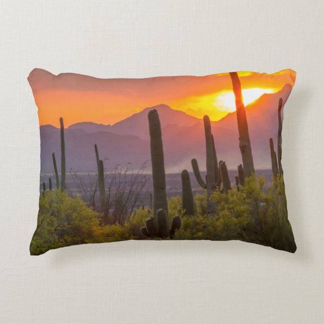 Woestijn cactus zonsondergang, Arizona Accent Kussen (Voorkant)