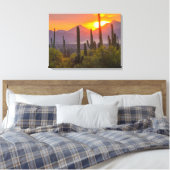 Woestijn cactus zonsondergang, Arizona Canvas Afdruk (Insitu (Slaapkamer))