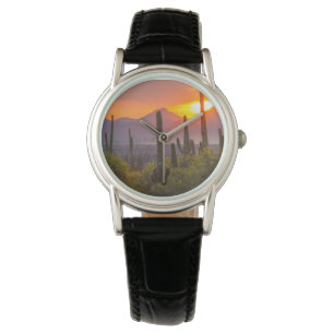 Woestijn cactus zonsondergang, Arizona Horloge
