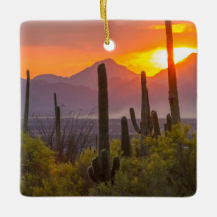 Woestijn cactus zonsondergang, Arizona Keramisch Ornament