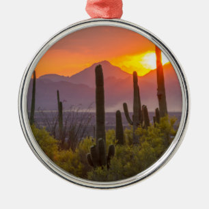 Woestijn cactus zonsondergang, Arizona Metalen Ornament