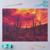 Woestijn Cactus Zonsondergang Bliksem Dramatisch Z Tissuepapier (Craft)