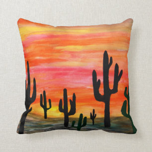 Woestijn Cactus Zonsondergang kussen