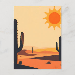 Woestijn Cactus Zonsondergang Silhouet Briefkaart