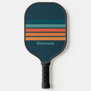 Woestijn Cactus Zonsopgang Over Strepen met Naam Pickleball Paddle