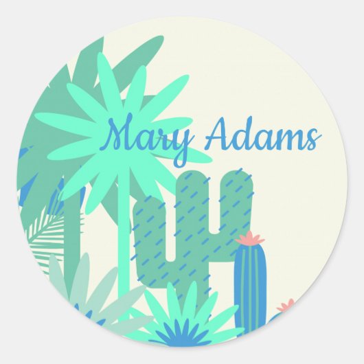 Woestijn Cactus Zuidwest Ronde Sticker (Voorkant)