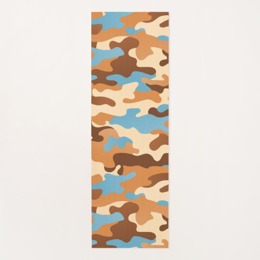 Woestijn Camo Bruin Zand Geel Blauw Yogamat (Voorkant)