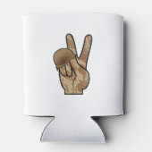 Woestijn Camouflage Hand Overwinning / Vredesteken Blikjeskoeler (Achterkant)