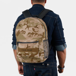 Woestijn camouflagepatroon, je naam, Personaliseer Bedrukte Rugzak