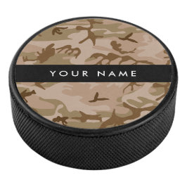 Woestijn camouflagepatroon, je naam, Personaliseer Hockey Puck