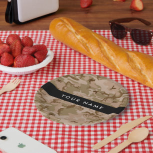 Woestijn camouflagepatroon, je naam, Personaliseer Papieren Bordje