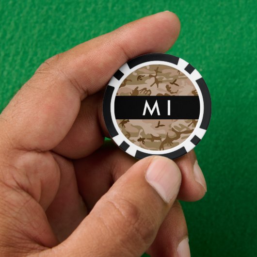 Woestijn camouflagepatroon, je naam, Personaliseer Poker Chips (Hand)