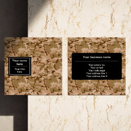 Woestijn camouflagepatroon, militair patroon, lege vierkante visitekaartje