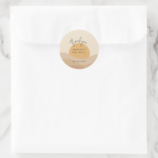 Woestijn Chic Boho Aards Baby Shower Bedankt Ronde Sticker (Tas)