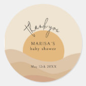 Woestijn Chic Boho Aards Baby Shower Bedankt Ronde Sticker (Voorkant)