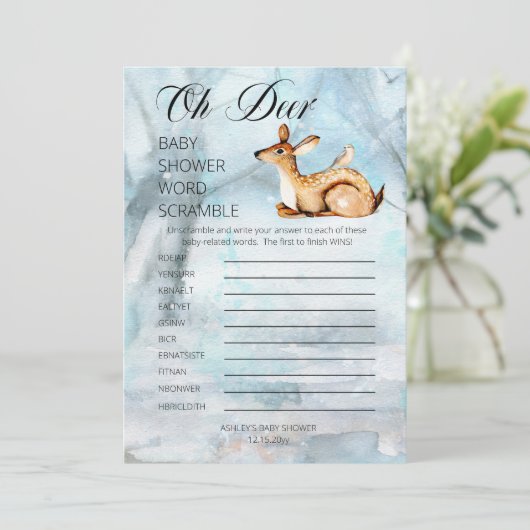 Woestijn Dieren Winter Baby Shower Woordzoekertje Kaart (Staand voorkant)