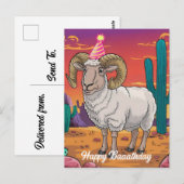 Woestijn-dikhoornschapen & cactus cartoon briefkaart (Voorkant / Achterkant)