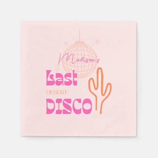Woestijn Disco Bachelorette-feest Roze & Oranje Servet (Voorkant)