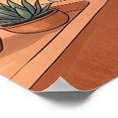 Woestijn Dorps Zonsondergang Kunst - Boho Kleurrij Poster (Hoek)