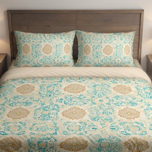 Woestijn Droom Vintage Zand & Turquoise Bloemen Kussensloop