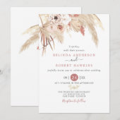 Woestijn Dusty Roos Boho Pampas Grass Wedding Kaart (Voorkant / Achterkant)