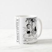 Woestijn eiland. Maaltijd is vis a la Coconut. Koffiemok (Voorkant rechts)