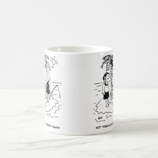 Woestijn eiland. Maaltijd is vis a la Coconut. Koffiemok (Center)