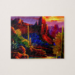 Woestijn Geschilderd door Sunset Jigzaag Puzzle Legpuzzel