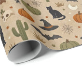 Woestijn Groene Cactus Halloween Cadeaupapier (Rol Hoek)