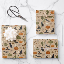 Woestijn Groene Cactus Halloween  Inpakpapier Vel